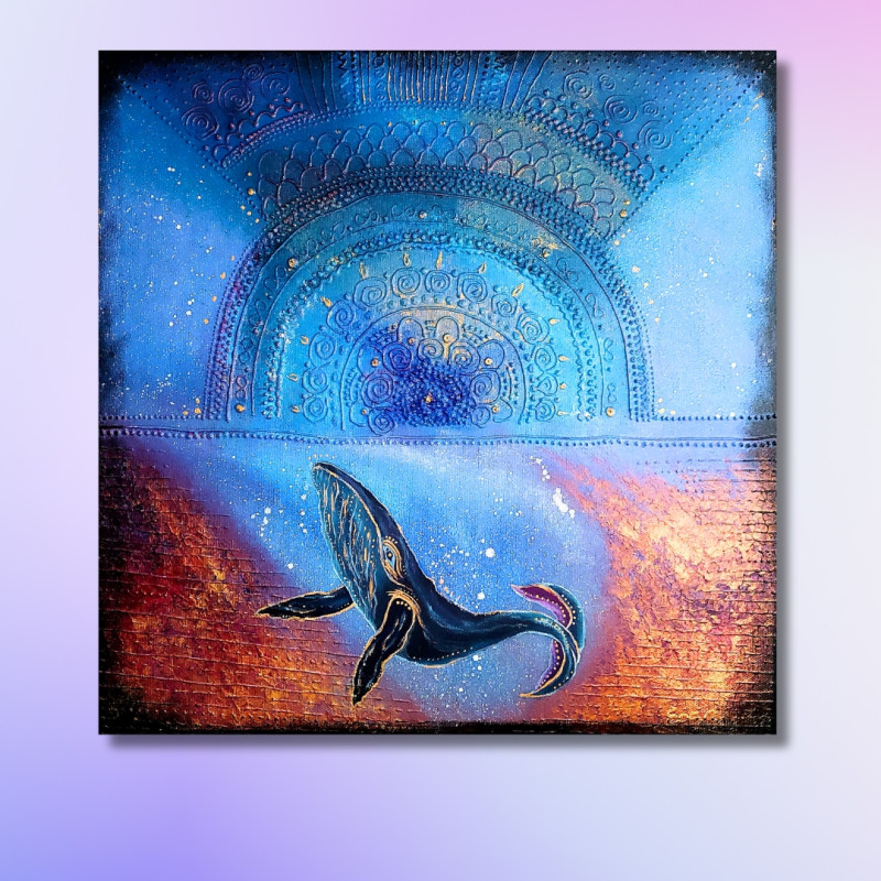 "Kosmiczny wieloryb" - EosCris - Obraz mocy - 40x40cm