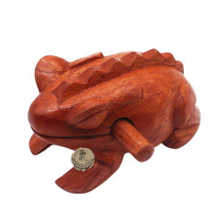 Rechocząca Drewniana Żaba 13 cm