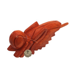 Drewniany konik polny 16 cm - grzechotka dekoracyjna