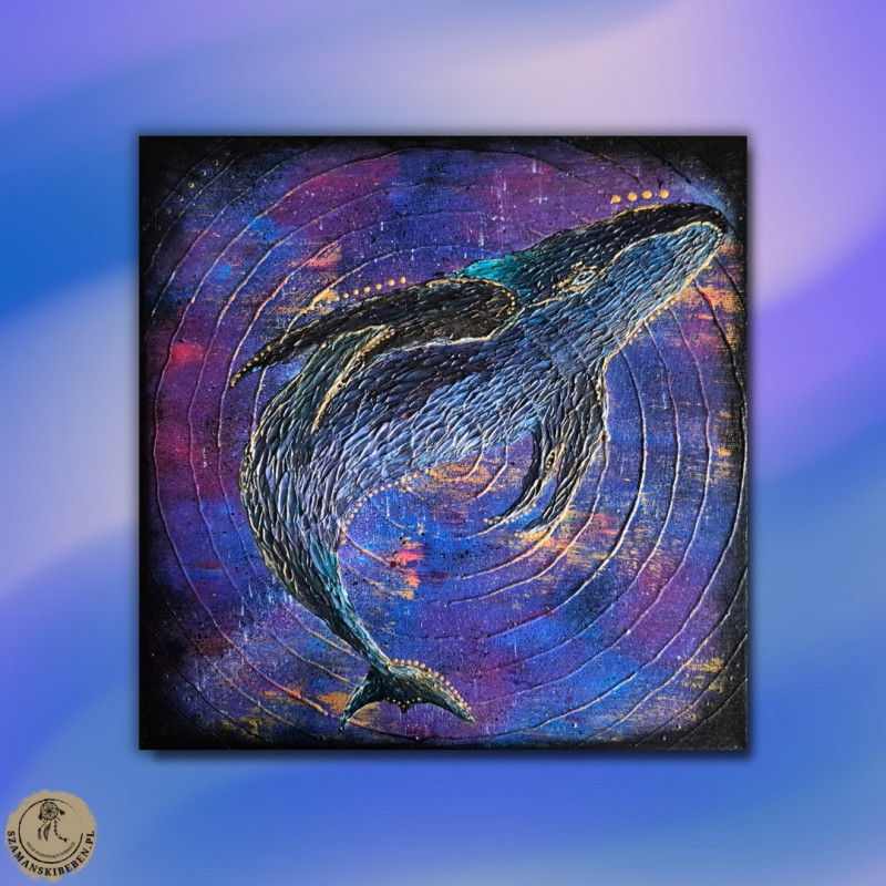 "Gwiezdna Pieśń Wieloryba" - EosCris - Obraz mocy - 30x30cm